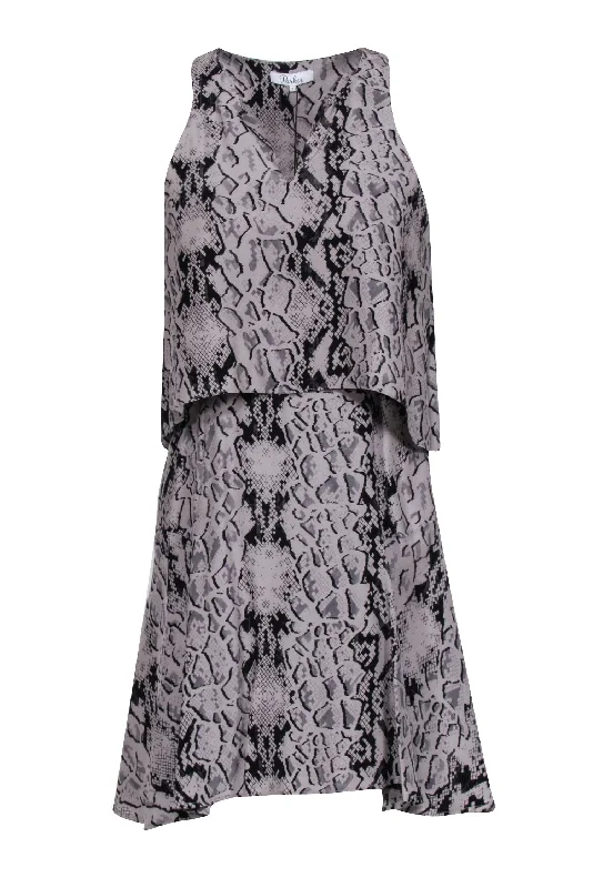 Parker - Grey & Black Snakeskin Print Sleeveless Silk Dress Sz S Beach unclassified dresses