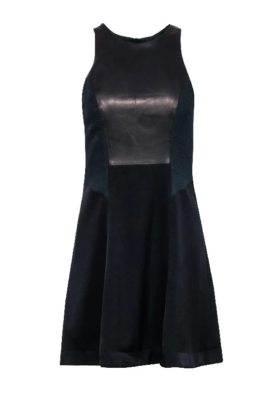 Rag & Bone - Black Sleeveless Dress w/ Lambskin Detail Sz 0 Floral unclassified dresses