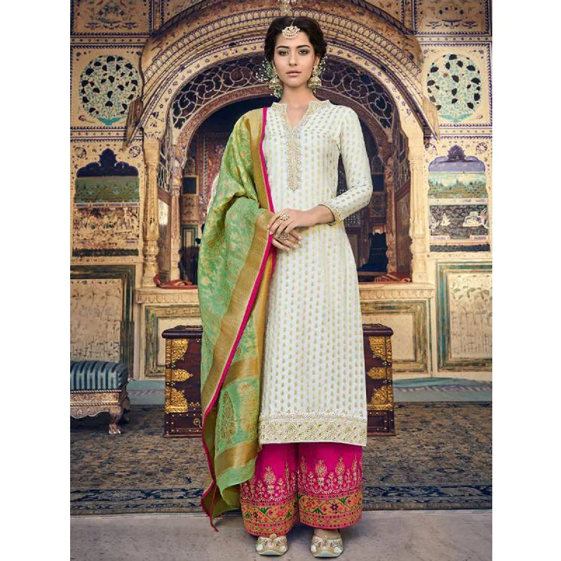 Ramdan Eid Special Designer Banarasi silk Salwar Kamez Plazzo Suit Casual chic unclassified dresses