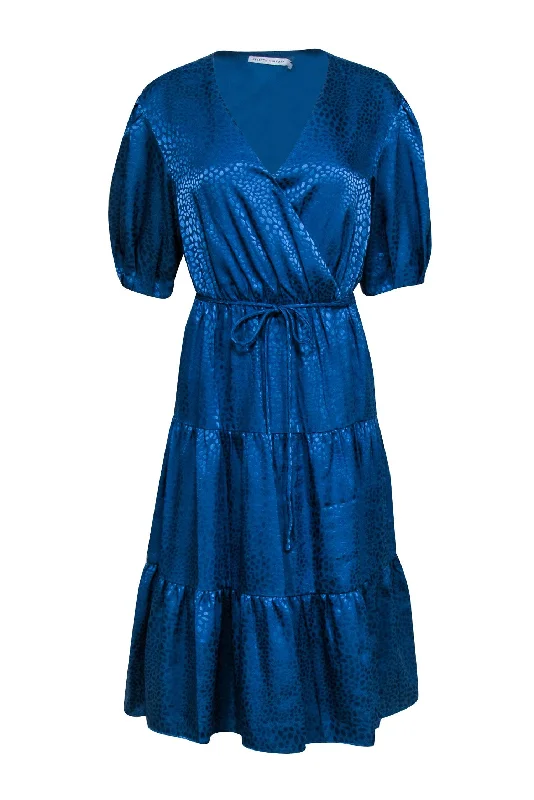 Rebecca Minkoff - Blue Spotted Brocade Satin Wrap Dress Sz XS Women's unclassified dresses