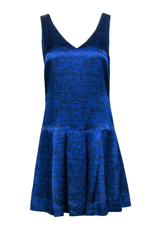 Rebecca Taylor - Blue & Black Snake Skin Print Silk Dress Sz 0 Minimalist unclassified dresses