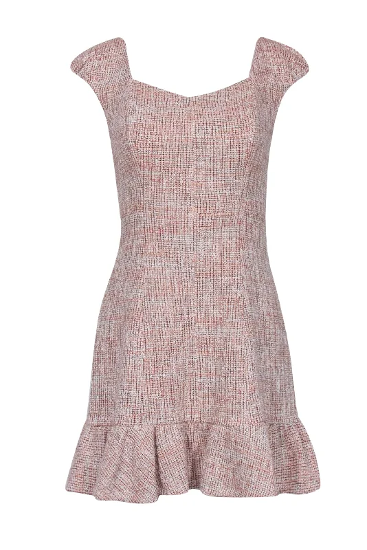 Rebecca Taylor - Pink Tweed Sheath Dress w/ Flounce Hem Sz 4 Unique unclassified dresses