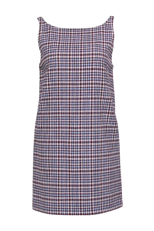 Rebecca Taylor - Maroon & Blue Plaid Sleeveless Dress Sz 4 Street style unclassified dresses