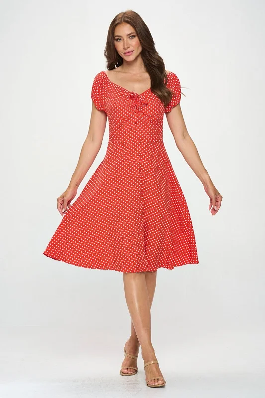 Red Polka Dot Print Dress Comfortable unclassified dresses