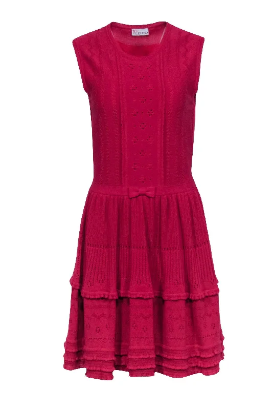 Red Valentino - Dark Pink Sleeveless Tiered Dress Sz M Wedding guest unclassified dresses