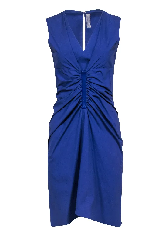 Reed Krakoff - Purple Ruched Middle V Neckline Sleeveless Dress Sz 4 Designer unclassified dresses