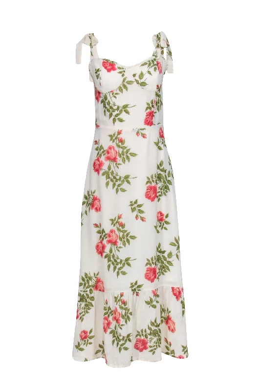 Reformation - Ivory w/ Rose & Ivy Print Sleeveless “Nikita” Dress Sz 10 Sexy unclassified dresses