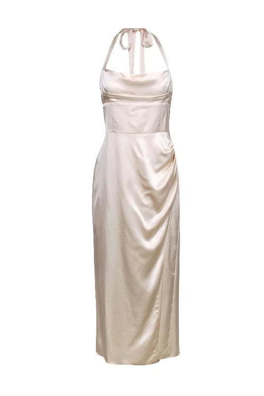 Reformation - Cream “Solana” Satin Halter Dress Sz 10 Stylish unclassified dresses