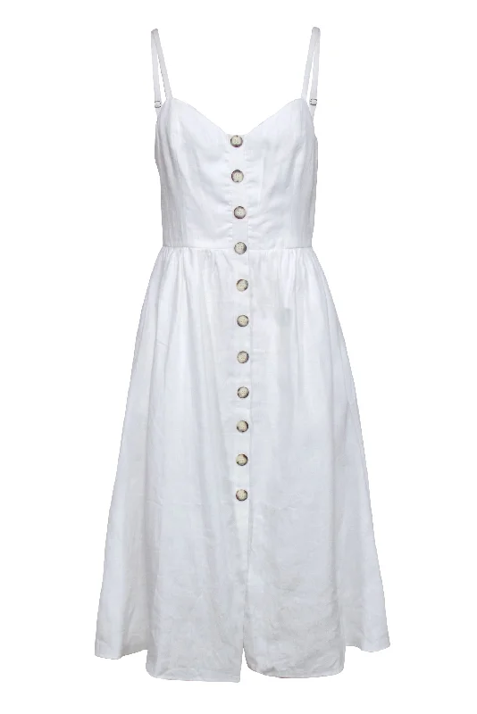 Reformation - Ivory Sleeveless Button Front Linen Dress Sz 6 Trendy new unclassified dresses