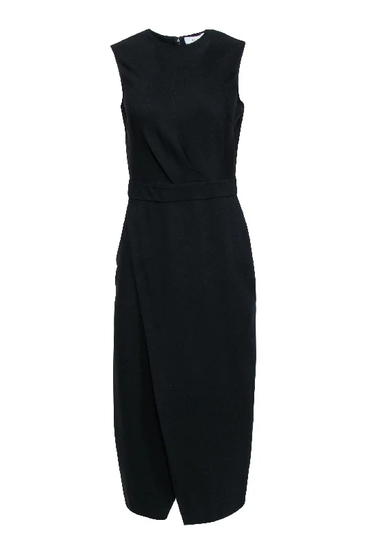 Reiss - Black Sleeveless Tulip Front Bottom Dress Sz M Soft fabric unclassified dresses