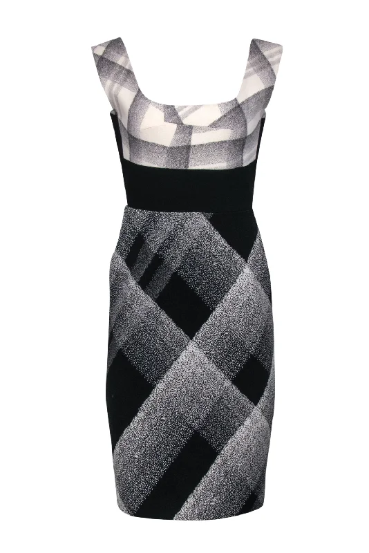 Roland Mouret - Black & Ivory Diffused Check Print "Arabella" Dress Sz 8 Polka dot unclassified dresses