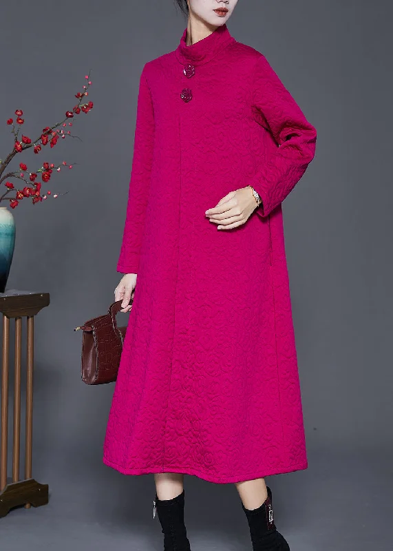 Rose Jacquard Cotton Vacation Dresses Stand Collar Spring Minimalist unclassified dresses