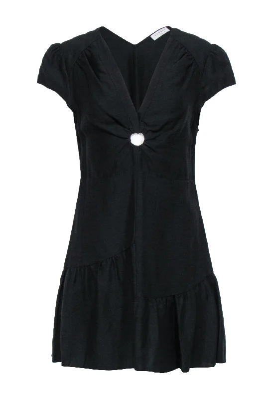 Sandro - Black Linen Blend “O” Ring Dress Sz 8 Fashionable unclassified dresses