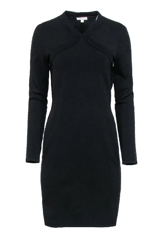 Shoshana - Black Knit Dress w/ Chain Detail Sz L Lounge unclassified dresses