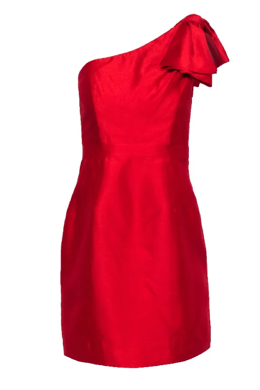 Shoshanna - Red Silk One-shoulder Dress Sz 2 Sexy unclassified dresses