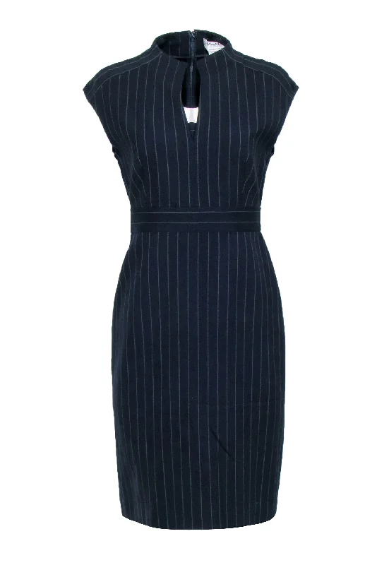 Max Mara - Black Sheath Dress w/ White Pinstripe Sz 10 Party unclassified dresses