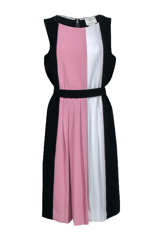 Kate Spade - Black Sleeveless Work Dress w/ Pink & Cream Middle Sz 12 Metallic unclassified dresses