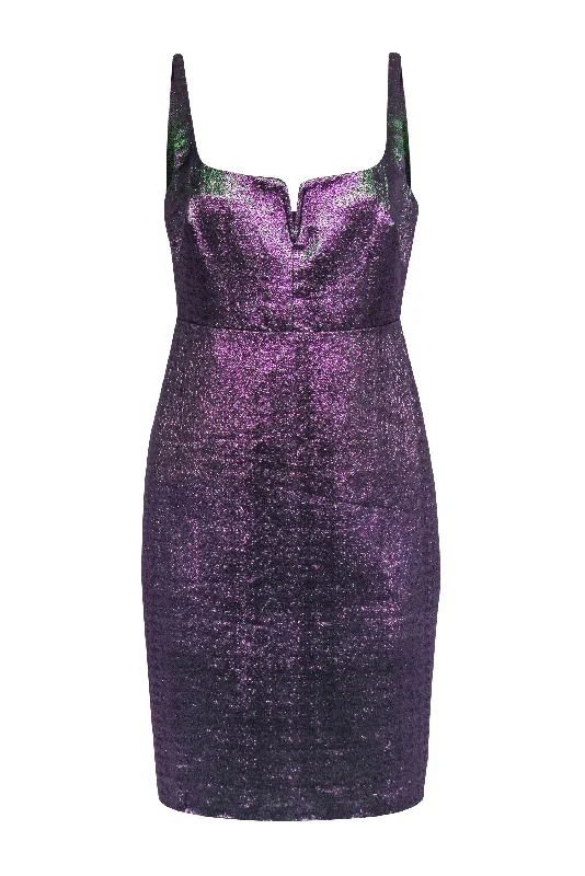 Likely - Purple & Green Iridescent Sleeveless Dress Sz 8 Preppy unclassified dresses