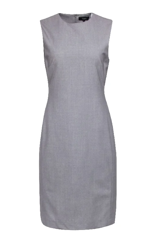 Theory - Grey Sleeveless Knee-length Sheath Dress Sz 8 Monochrome unclassified dresses