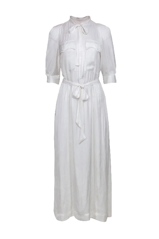 Zadig & Voltaire - White Satin Crop Sleeve Dress Sz S Wedding guest unclassified dresses