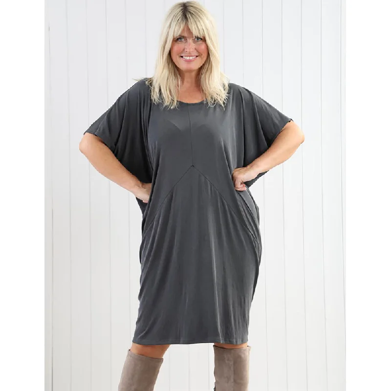 Sorrento Slouchy Stripe Dress - Charcoal Spring unclassified dresses