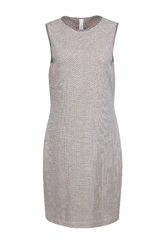 St John - Ivory Sleeveless Sheath Dress w/ Black Polka Dot Print Sz 10 Casual chic unclassified dresses