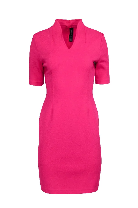 St. John - Hot Pink Knit Fitted Sheath To The Knee Dress Sz 6 Y2K unclassified dresses