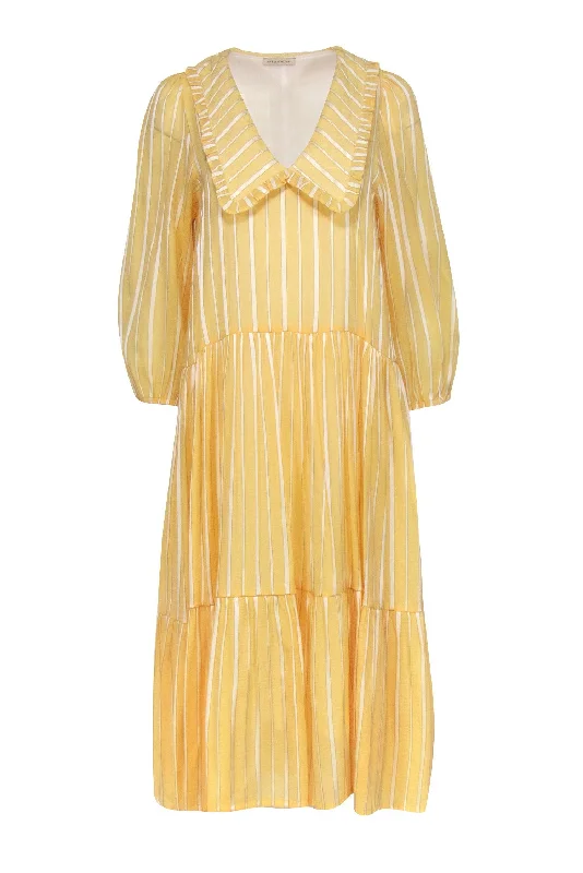 Stella Nova - Yellow Stripped Peter Pan Collar Dress Sz 2 A-line unclassified dresses