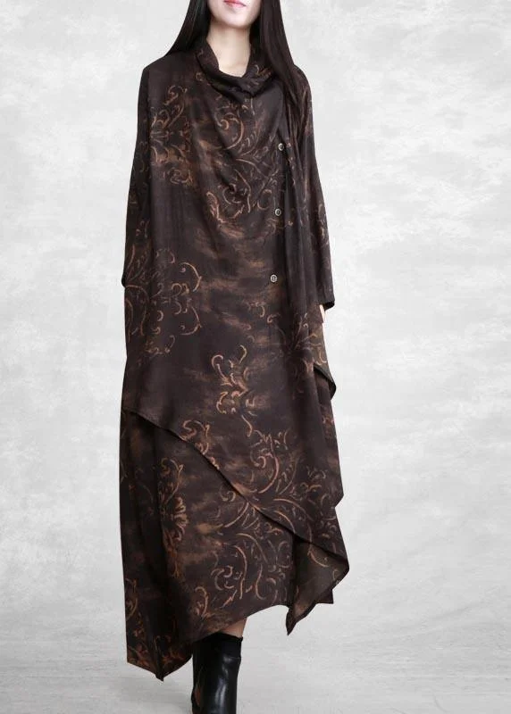 Style Chocolate Print Tunic Asymmetric Kaftan Spring Dresses Anniversary unclassified dresses