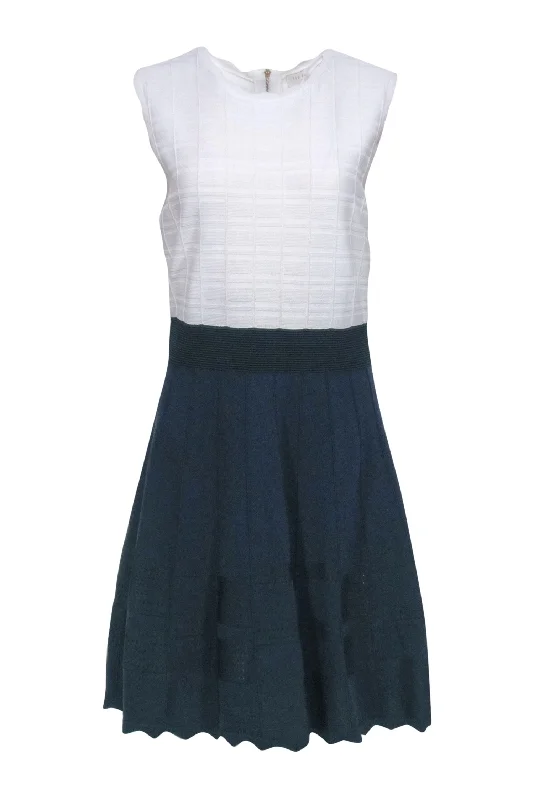 Ted Baker - Navy & Ivory Knit Sleeveless Dress Sz 10 Tulle unclassified dresses