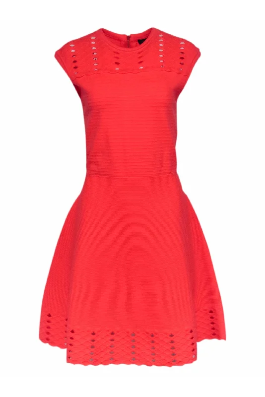 Ted Baker - Neon Coral Knit Dress Sz 10 Long unclassified dresses