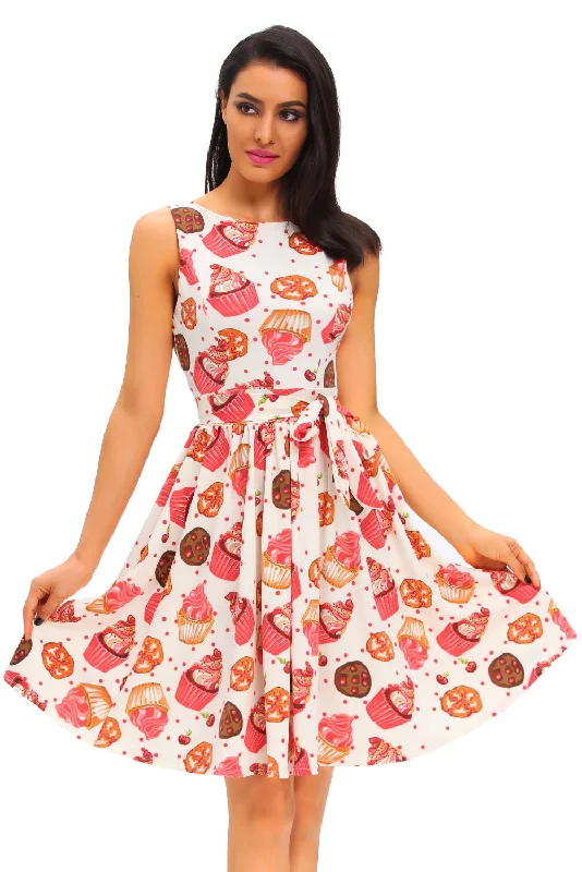 The 50s Cream Cupcake Tea Swing Vintage Dress Backless unclassified dresses