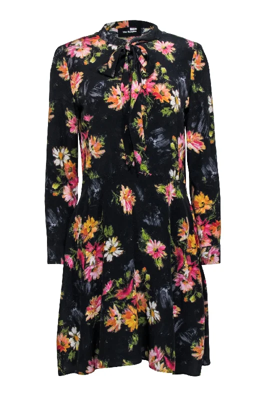 The Kooples - Black w/ Multicolor "Fireworks Flowers" Silk Dress Sz M Trendy new unclassified dresses