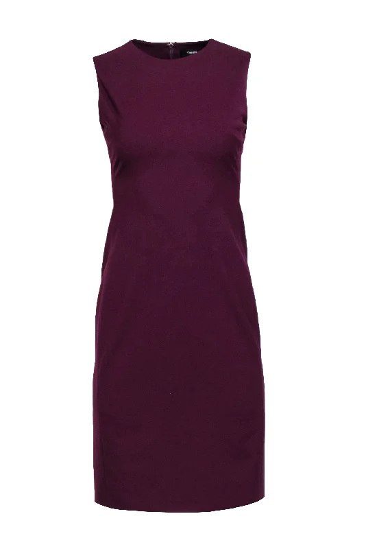 Theory - Plum Sleeveless Wool Blend Sheath Dress Sz 0 Bright color unclassified dresses