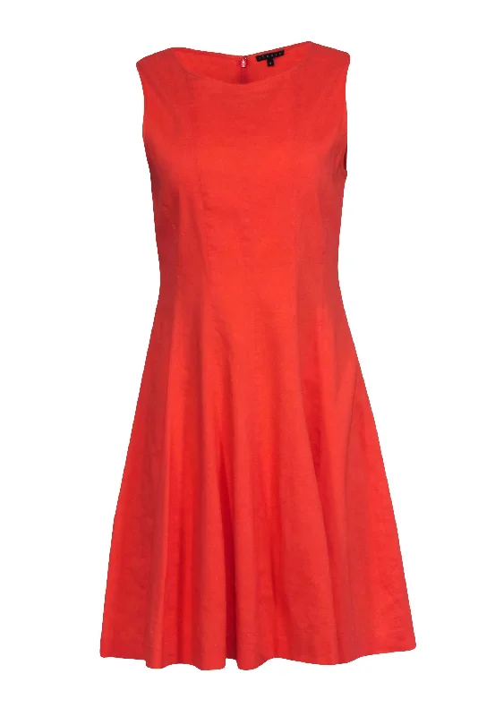 Theory - Orange Sleeveless A-Line Dress Sz 8 Y2K unclassified dresses