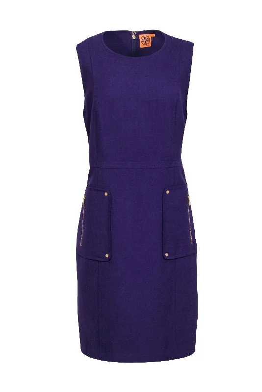 Tory Burch - Purple Wool Blend Sleeveless Shift Dress Sz 14 Lace unclassified dresses