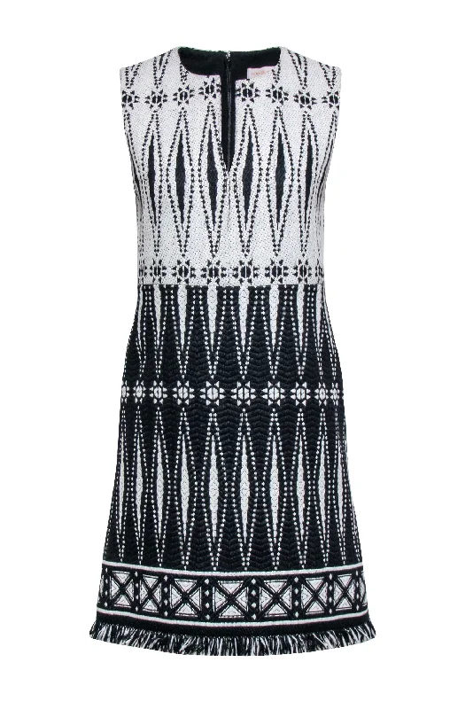 Tory Burch - Black & Ivory Geometric Woven Sheath Dress Sz 2 Plus size unclassified dresses