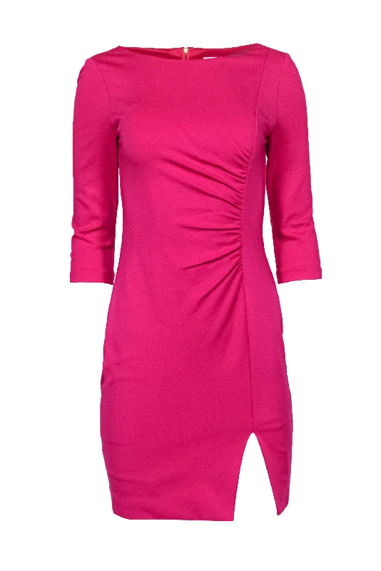 Trina Turk - Hot Pink Fitted Sheath Dress w/ Quarter Sleeves Sz 0 High-low unclassified dresses