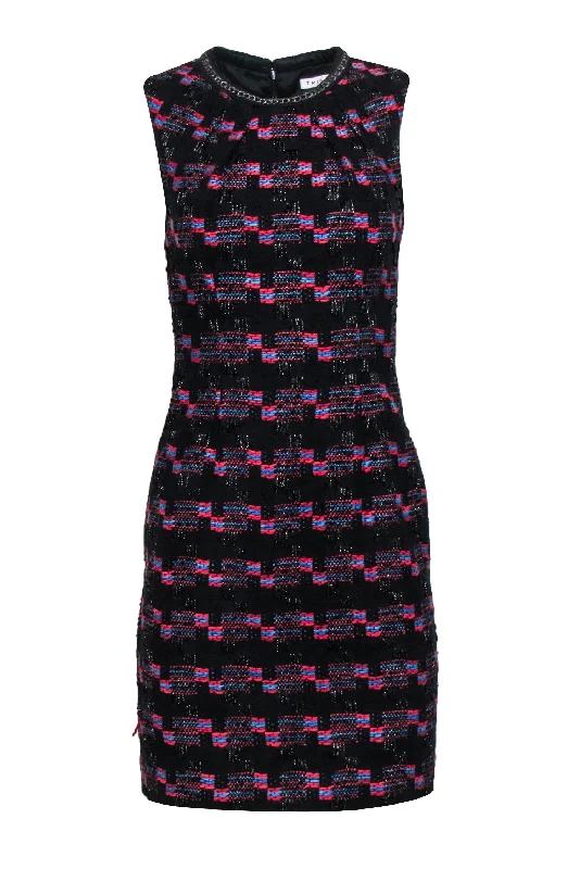 Trina Turk - Black, Red, & Teal Tweed Sleeveless Sheath Dress Sz 0 Engagement unclassified dresses