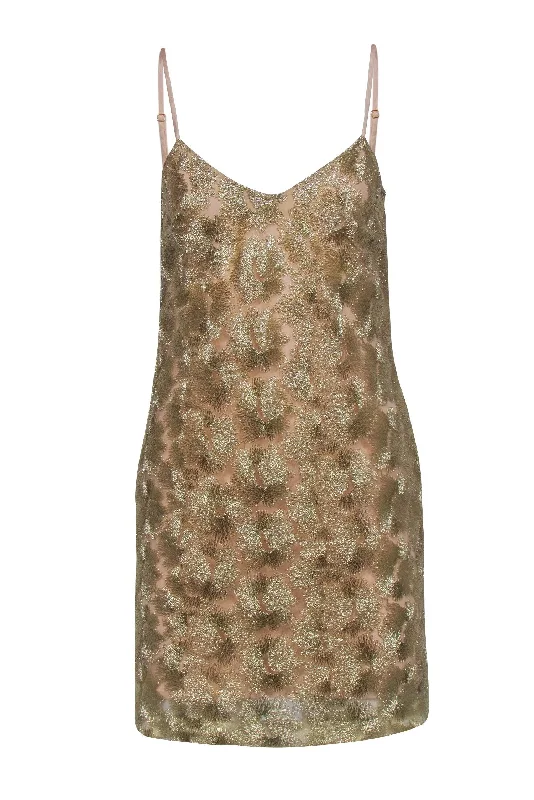 Trina Turk - Embroidered Gilded Flower Sheath Dress Sz 2 Breathable unclassified dresses