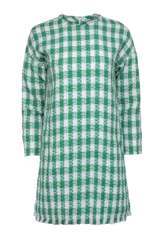 Tuckernuck - Green & White Plaid Tweed Dress Sz S Tulle unclassified dresses