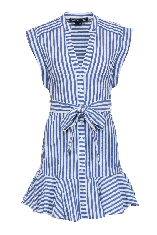 Veronica Beard - Blue & White Stripe Seersucker Dress Sz 4 Color block unclassified dresses