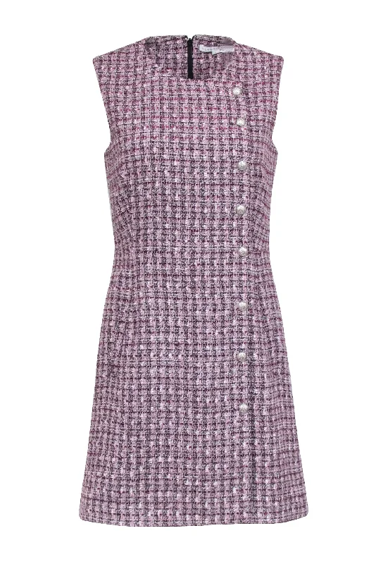 Veronica Beard - Purple Tweed Button Front Sheath Dress Sz 6 Smocked unclassified dresses