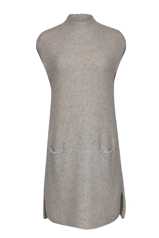 Vince - Tan Sleeveless Knit Dress w/ Pockets Sz M Sexy unclassified dresses