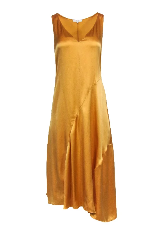 Vince - Gold Silk Sleeveless Slip Dress Sz S Corset unclassified dresses