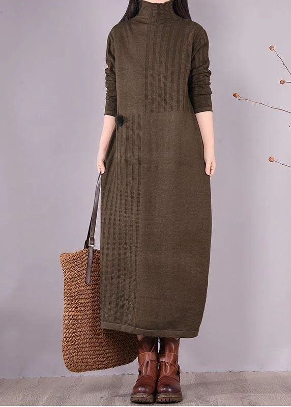 Vivid High Neck Spring Clothes Women Photography Chocolate Dress Fall unclassified dresses