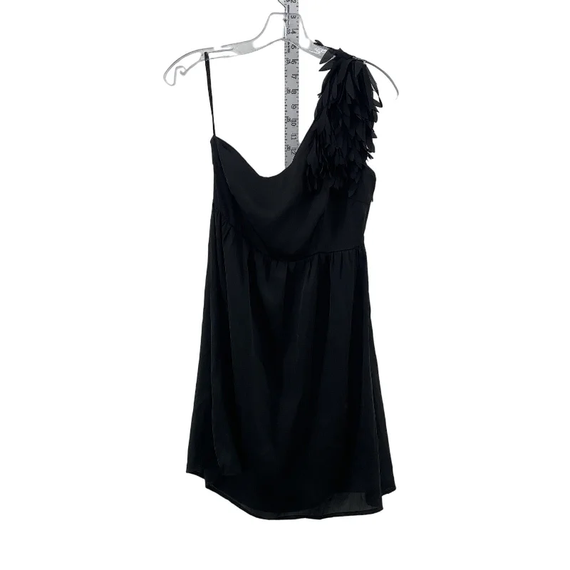 Francesca's Women's Black Flared Ruffle One Shoulder Mini Slip Dress Size S Fringed Mini Skirt