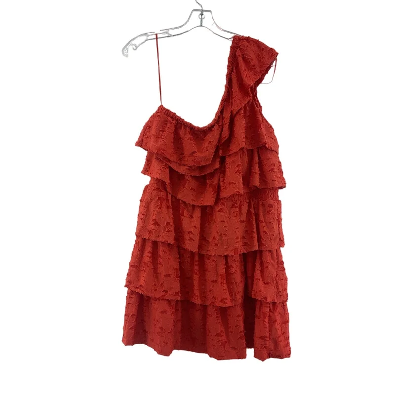 Lauren Conrad Women's Red Tiered One Shoulder Mini Dress Size L Lace Mini Skirt