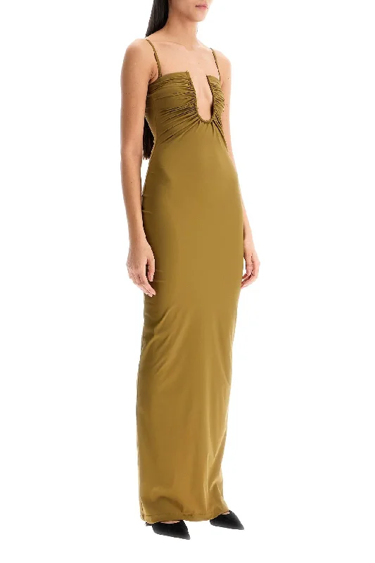 Christopher Esber Maxi Lycra Dress With U-Neckline Ruffle Maxi Skirt