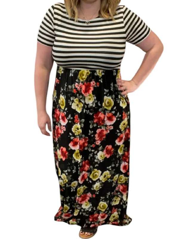 Floral Maxi Dress In Black High-Waisted Maxi Skirt